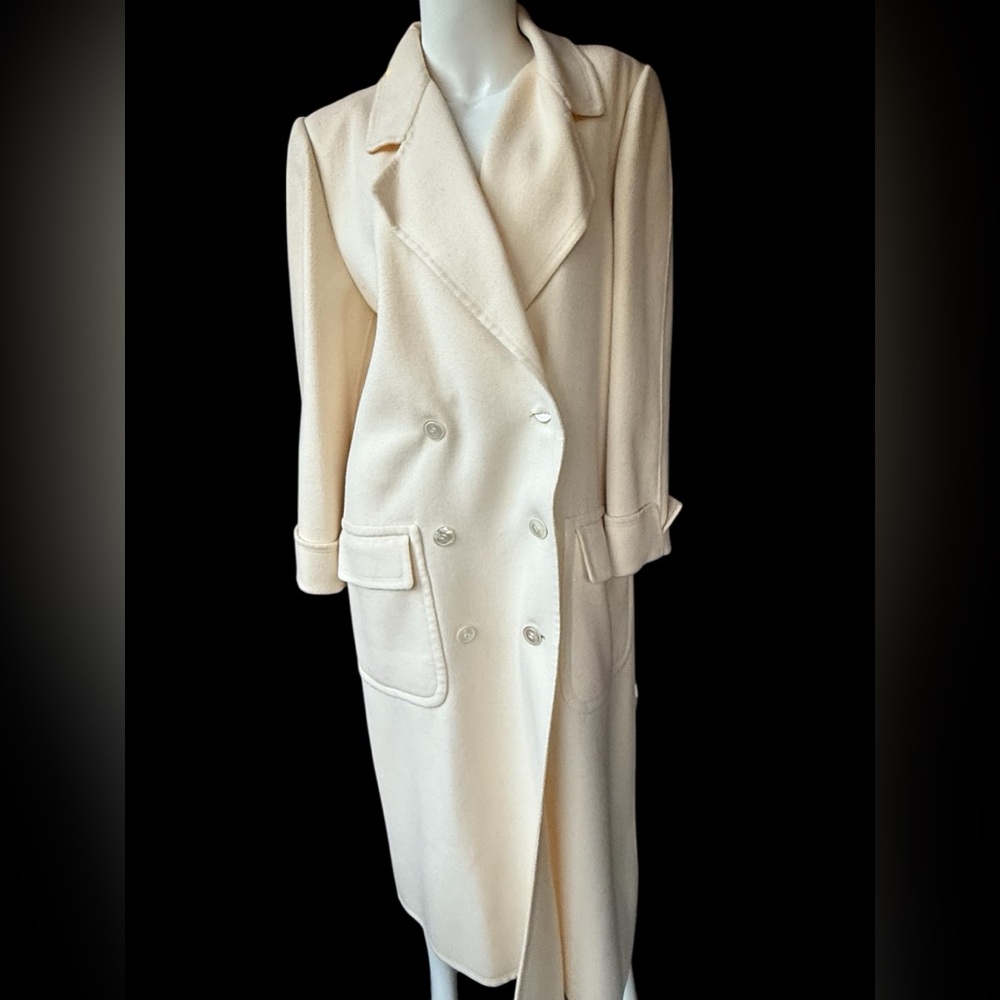 Vintage 70’s Ivory wool double breasted maxi over coat
